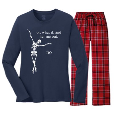 Hear Me Out No Funny Sassy Skeleton Gift Women's Long Sleeve Flannel Pajama Set 