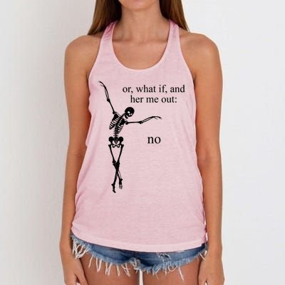 Hear Me Out No Funny Sassy Skeleton Gift Women's Knotted Racerback Tank