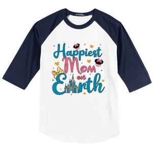 Happiest Mom On Earth Diz Nee Mom The Most Magical Mom Minnie Mom Baseball Sleeve Shirt