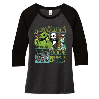 Haunted Mansion Oogie Boogie Bash Halloween Nightmare Characters Women's Tri-Blend 3/4-Sleeve Raglan Shirt