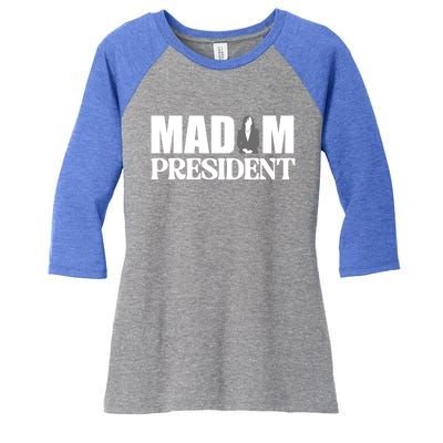 Harris Madam President Kamala Walz 2024 Election Great Gift Women's Tri-Blend 3/4-Sleeve Raglan Shirt