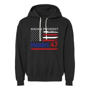 Harris Madam President Women Shirts Kalama Us Flag Garment-Dyed Fleece Hoodie