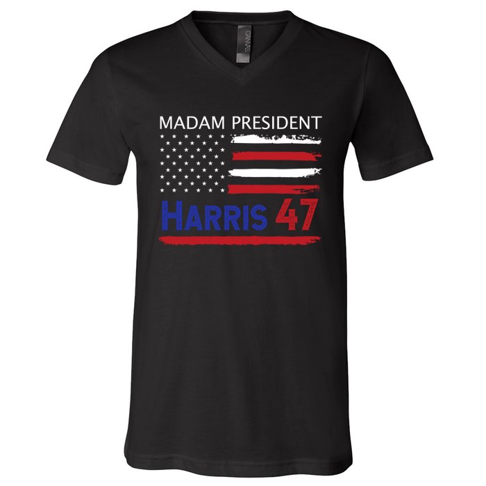 Harris Madam President Women Shirts Kalama Us Flag V-Neck T-Shirt