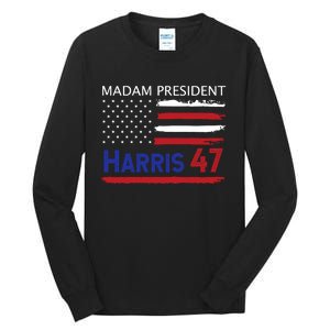 Harris Madam President Women Shirts Kalama Us Flag Tall Long Sleeve T-Shirt