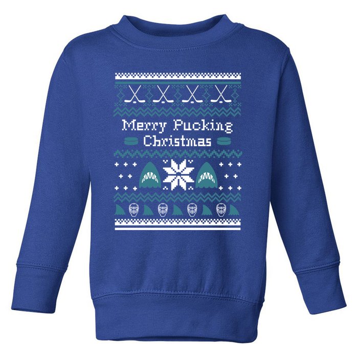 Hockey Merry Pucking Christmas Ugly Christmas Gift Toddler Sweatshirt