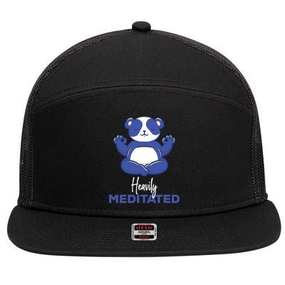 Heavily Meditated Panda Meditation Tranquility Funny Gift 7 Panel Mesh Trucker Snapback Hat