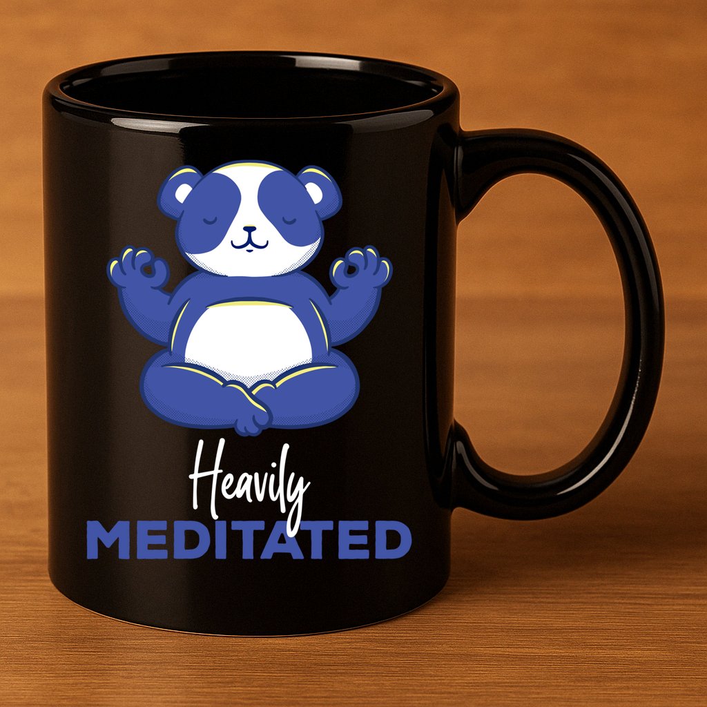 Heavily Meditated Panda Meditation Tranquility Funny Gift 11oz C Handle Ceramic Mug