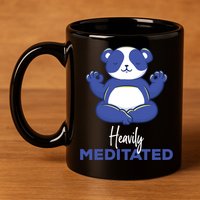 Heavily Meditated Panda Meditation Tranquility Funny Gift 11oz C Handle Ceramic Mug