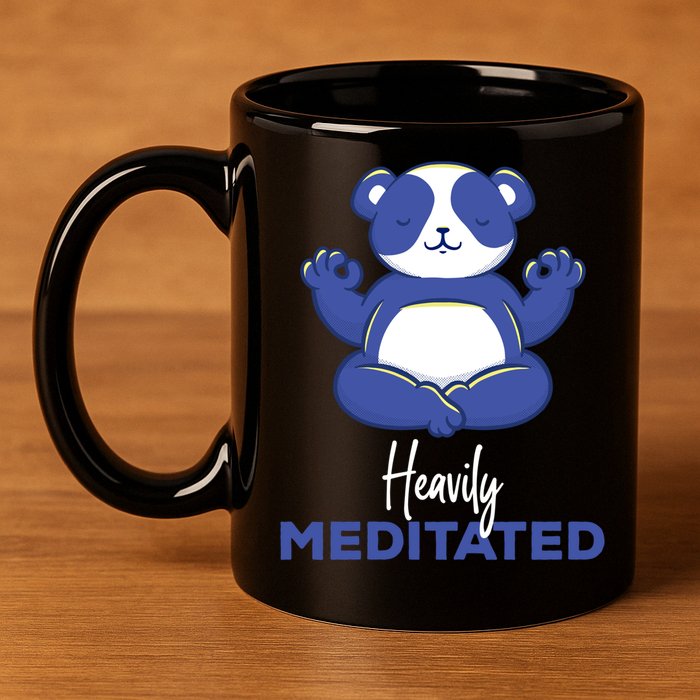 Heavily Meditated Panda Meditation Tranquility Funny Gift 11oz C Handle Ceramic Mug