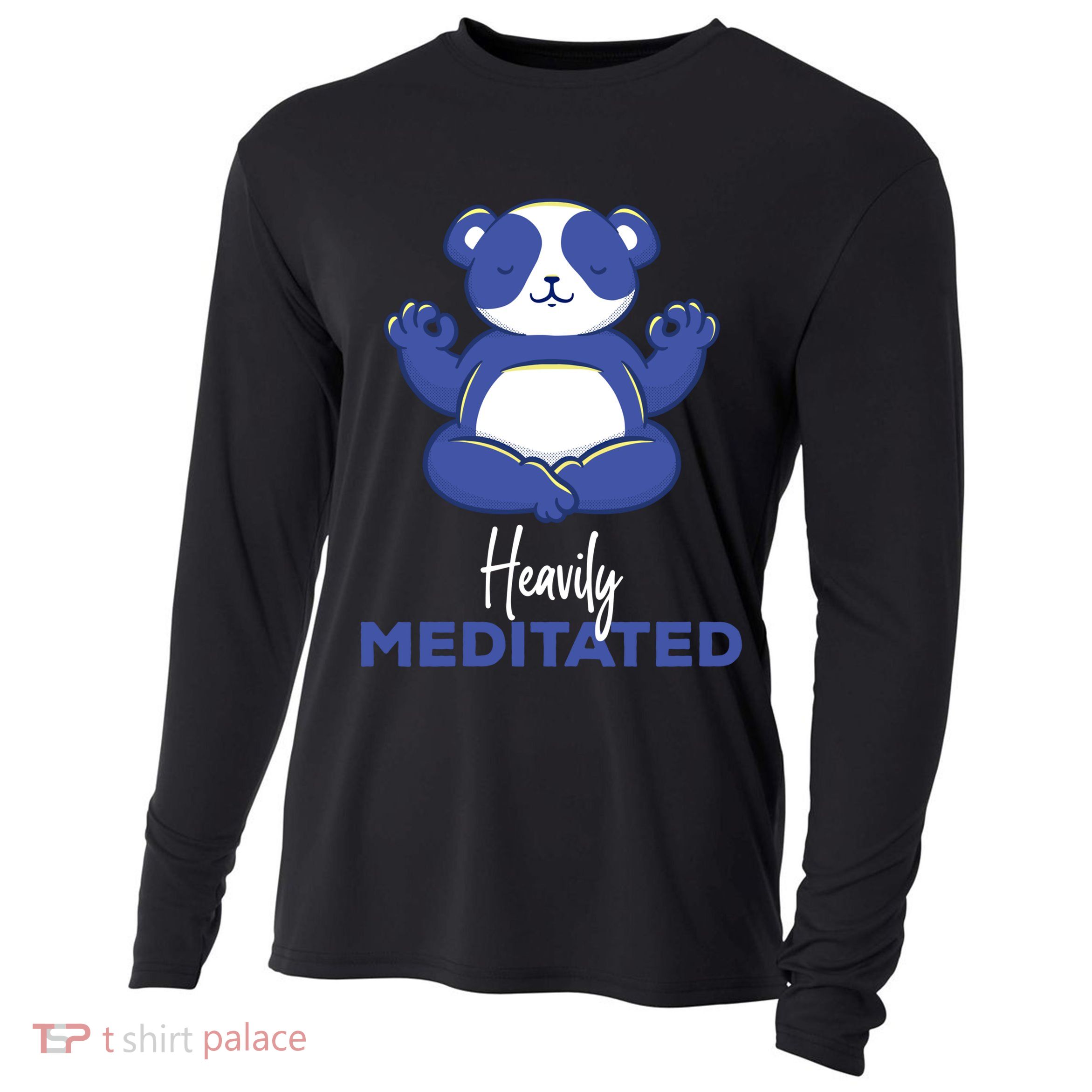 Heavily Meditated Panda Meditation Tranquility Funny Gift Cooling Performance Long Sleeve Crew