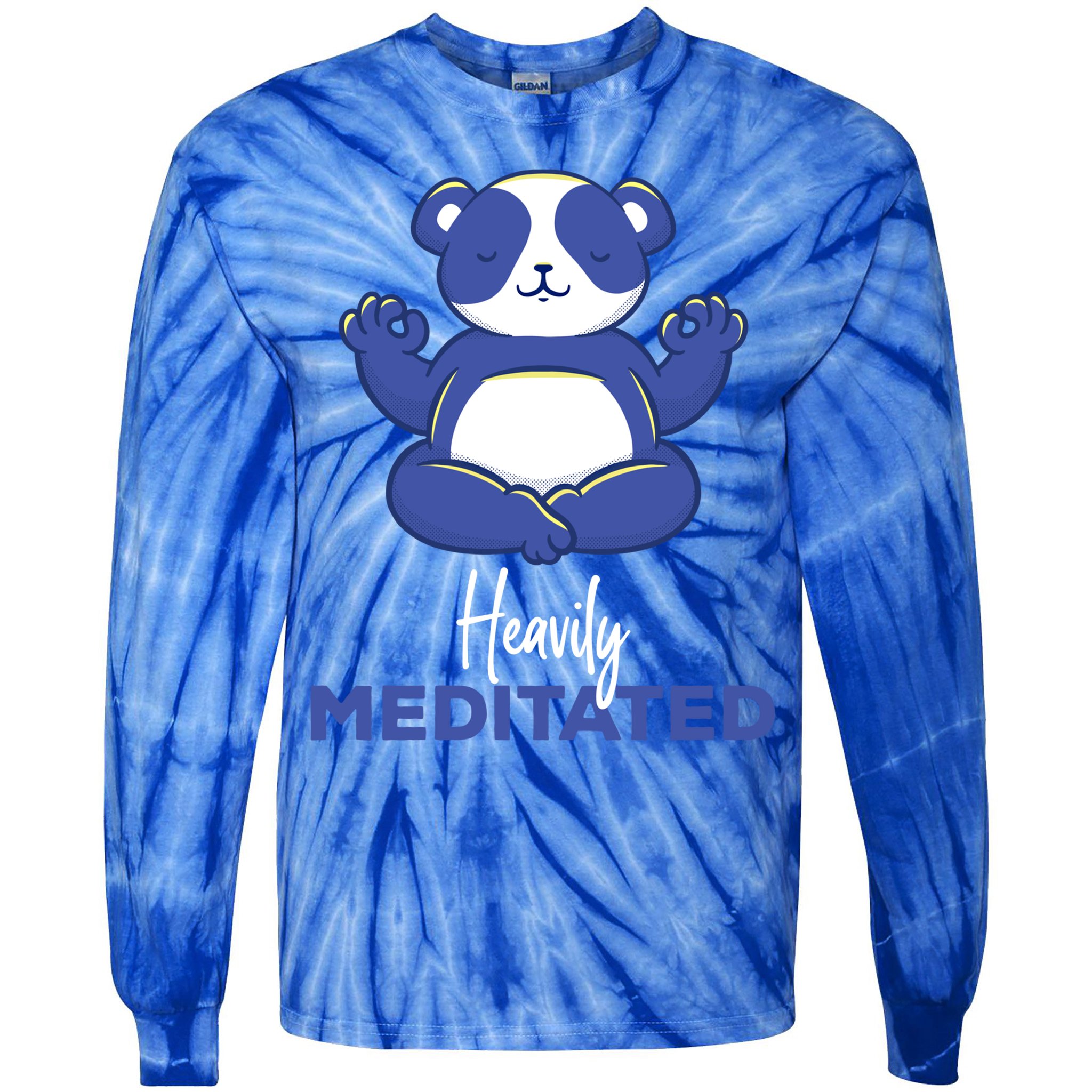 Heavily Meditated Panda Meditation Tranquility Funny Gift Tie-Dye Long Sleeve Shirt