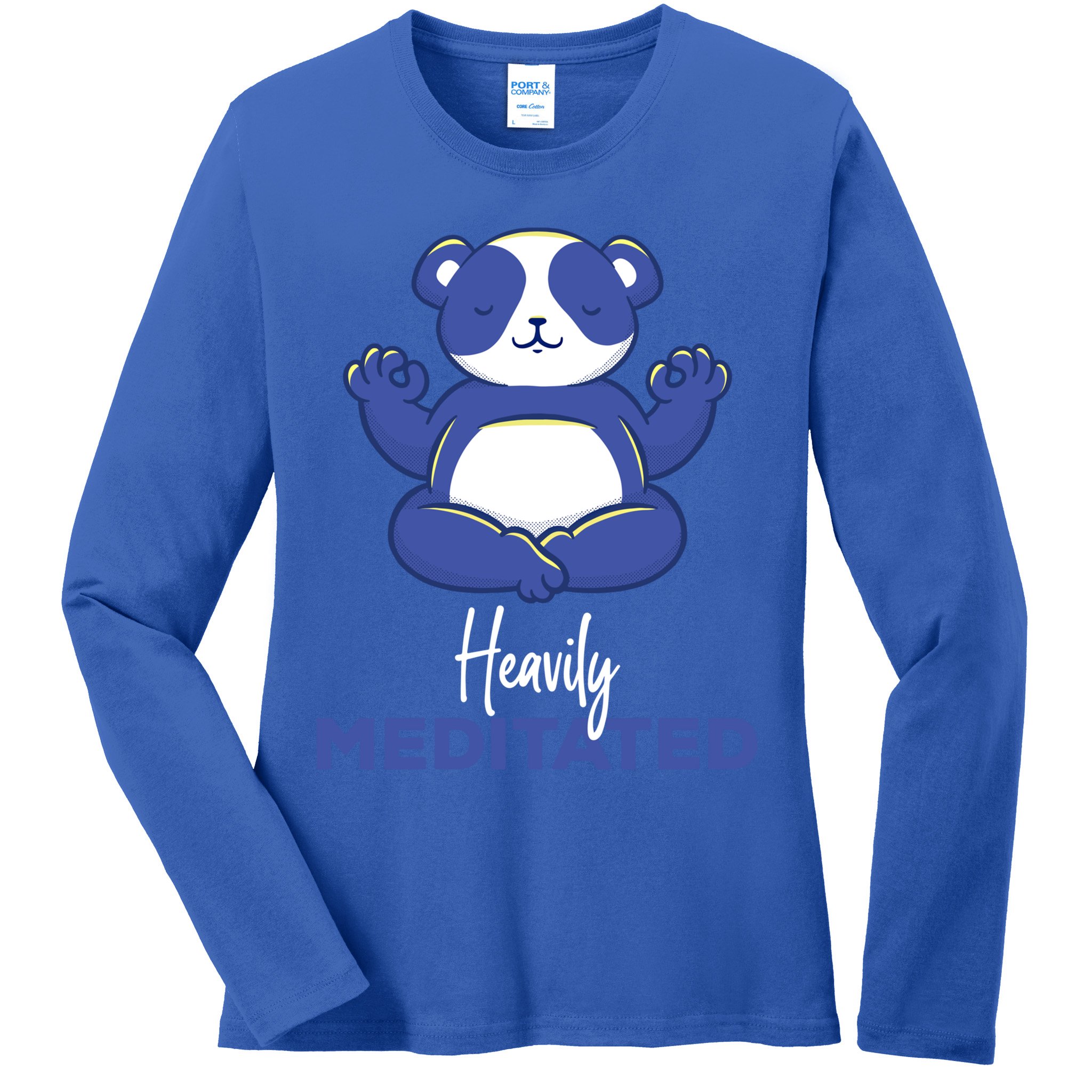 Heavily Meditated Panda Meditation Tranquility Funny Gift Ladies Long Sleeve Shirt