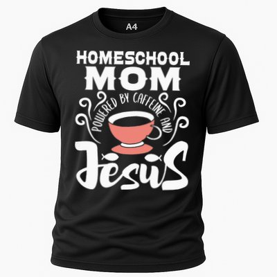 Homeschool Mom Powered By Caffeine And Jesus Homeschooling Cooling Performance Crew T-Shirt