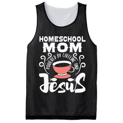 Homeschool Mom Powered By Caffeine And Jesus Homeschooling Mesh Reversible Basketball Jersey Tank