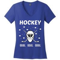 Hockey Mask Pucks Season Funny Gift Women's V-Neck T-Shirt