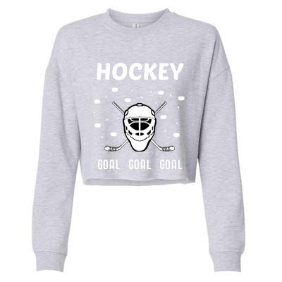 Hockey Mask Pucks Season Funny Gift Cropped Pullover Crew