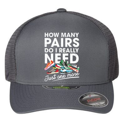 How Many Pairs Of Running Shoes Funny Runner Marathon Quote Flexfit Unipanel Trucker Cap