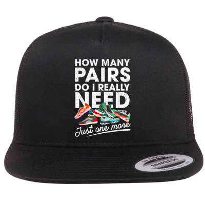 How Many Pairs Of Running Shoes Funny Runner Marathon Quote Flat Bill Trucker Hat