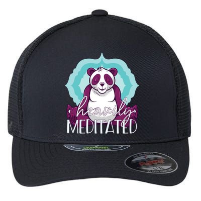 Heavily Meditated Panda Yoga Lotus Pose Meditate Funny Meme Gift Flexfit Unipanel Trucker Cap