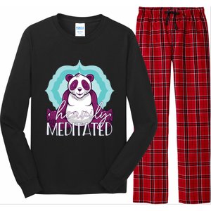 Heavily Meditated Panda Yoga Lotus Pose Meditate Funny Meme Gift Long Sleeve Pajama Set