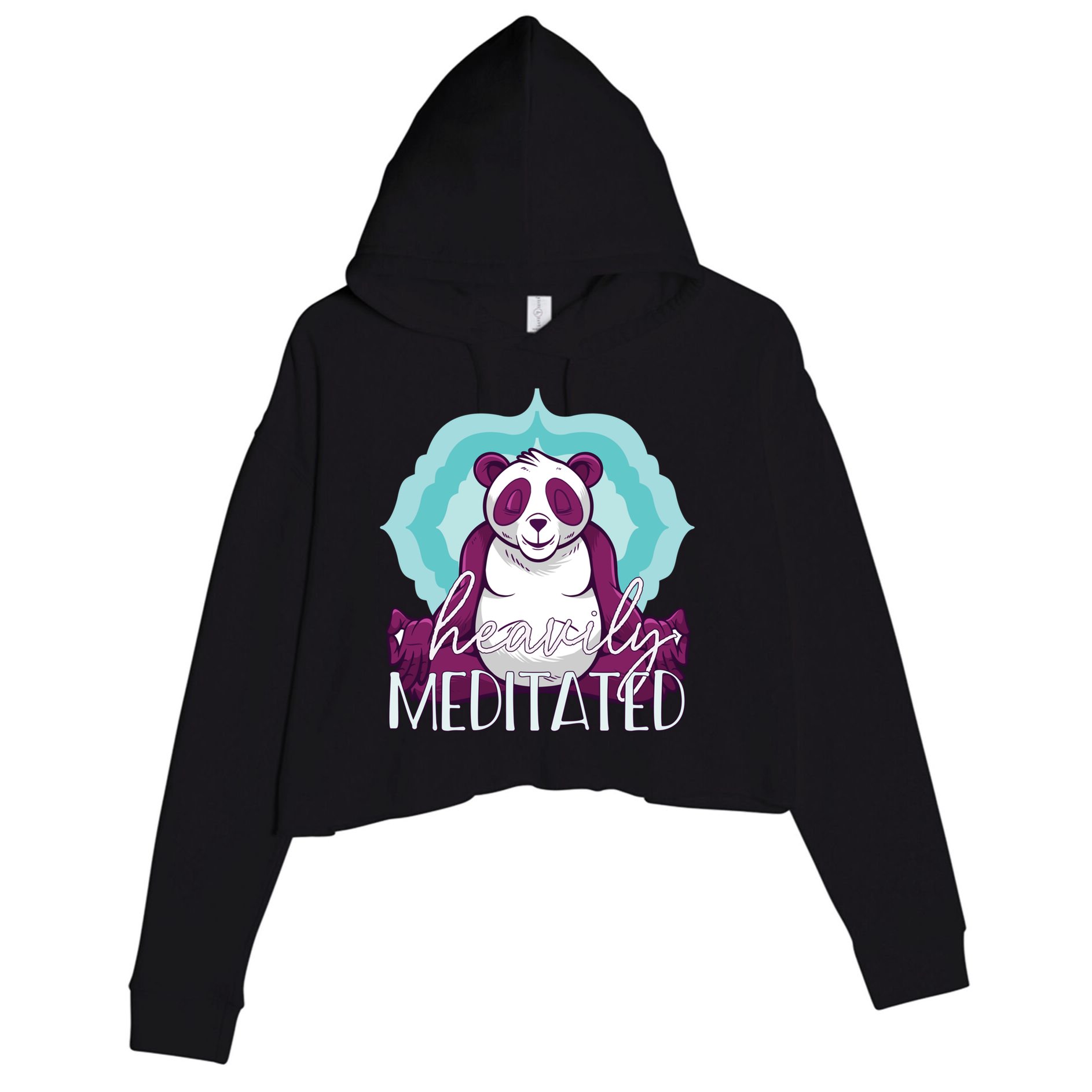 Heavily Meditated Panda Yoga Lotus Pose Meditate Funny Meme Gift Crop Fleece Hoodie