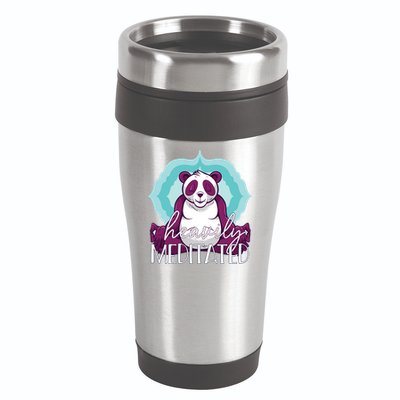 Heavily Meditated Panda Yoga Lotus Pose Meditate Funny Meme Gift 16oz Travel Tumbler