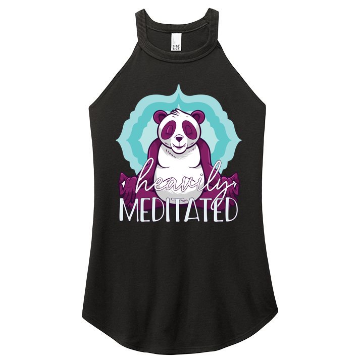 Heavily Meditated Panda Yoga Lotus Pose Meditate Funny Meme Gift Women's Perfect Tri Rocker Tank