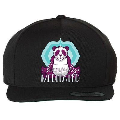 Heavily Meditated Panda Yoga Lotus Pose Meditate Funny Meme Gift Wool Snapback Cap