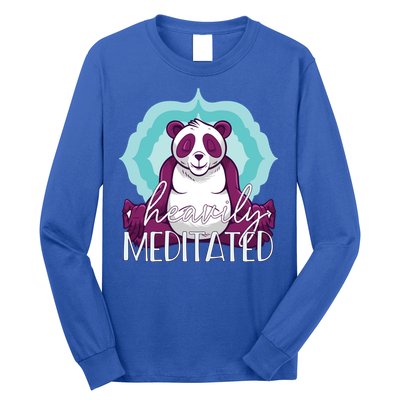 Heavily Meditated Panda Yoga Lotus Pose Meditate Funny Meme Gift Long Sleeve Shirt