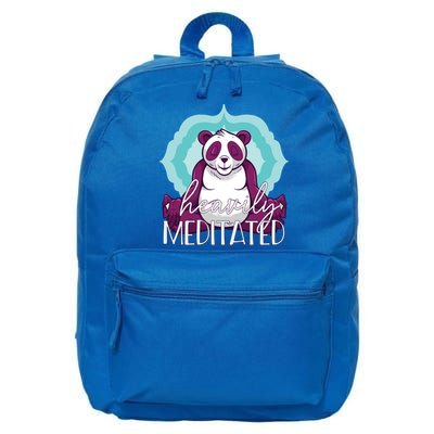 Heavily Meditated Panda Yoga Lotus Pose Meditate Funny Meme Gift 16 in Basic Backpack