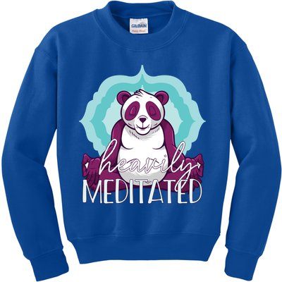 Heavily Meditated Panda Yoga Lotus Pose Meditate Funny Meme Gift Kids Sweatshirt
