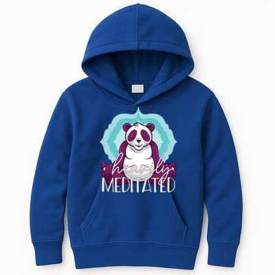 Heavily Meditated Panda Yoga Lotus Pose Meditate Funny Meme Gift Kids Hoodie