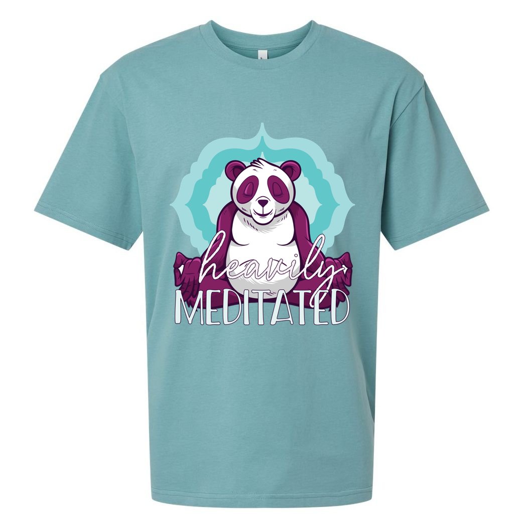 Heavily Meditated Panda Yoga Lotus Pose Meditate Funny Meme Gift Sueded Cloud Jersey T-Shirt