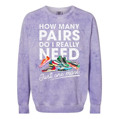 How Many Pairs Of Running Shoes Funny Runner Marathon Quote Colorblast Crewneck Sweatshirt