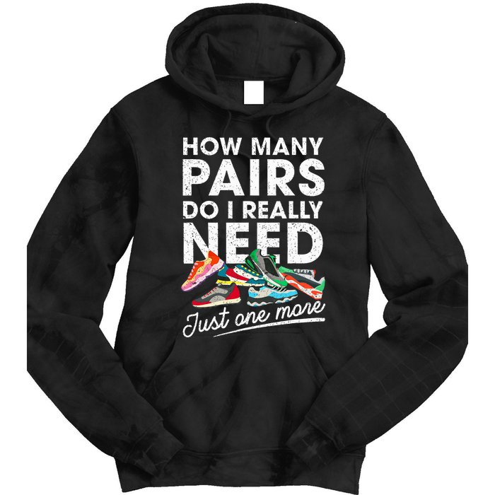 How Many Pairs Of Running Shoes Funny Runner Marathon Quote Tie Dye Hoodie