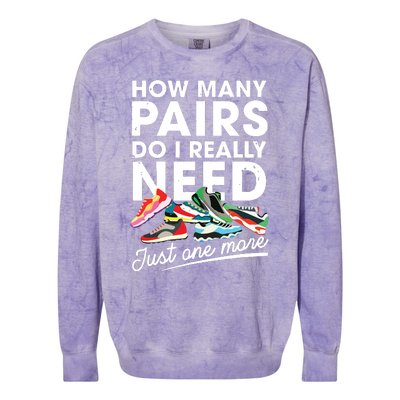 How Many Pairs Of Running Shoes Funny Runner Marathon Quote Colorblast Crewneck Sweatshirt