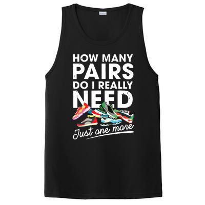 How Many Pairs Of Running Shoes Funny Runner Marathon Quote PosiCharge Competitor Tank