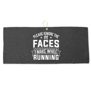 Half Marathon Runner Please Ignore The Faces Half Marathon Gift Large Microfiber Waffle Golf Towel