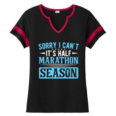 Half Marathon Runner Sorry I Can't It's Half Marathon Gift Ladies Halftime Notch Neck Tee