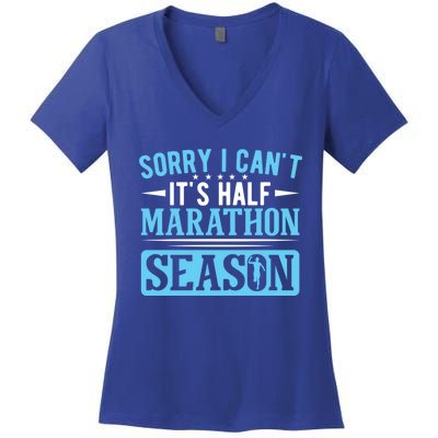 Half Marathon Runner Sorry I Can't It's Half Marathon Gift Women's V-Neck T-Shirt