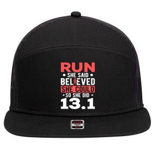 Half Marathon Runners They Only Smell Like It Half Marathon Cute Gift 7 Panel Mesh Trucker Snapback Hat