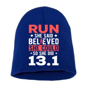 Half Marathon Runners They Only Smell Like It Half Marathon Cute Gift Short Acrylic Beanie