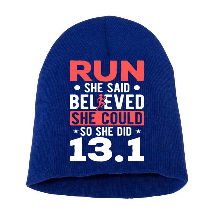 Half Marathon Runners They Only Smell Like It Half Marathon Cute Gift Short Acrylic Beanie