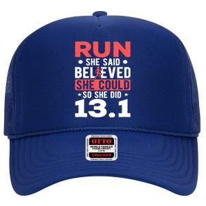 Half Marathon Runners They Only Smell Like It Half Marathon Cute Gift High Crown Mesh Back Trucker Hat