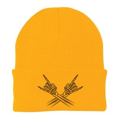 Heavy Metal Rock And Roll Skeleton Hand Horns Rock Band Cool Gift Knit Cap Winter Beanie