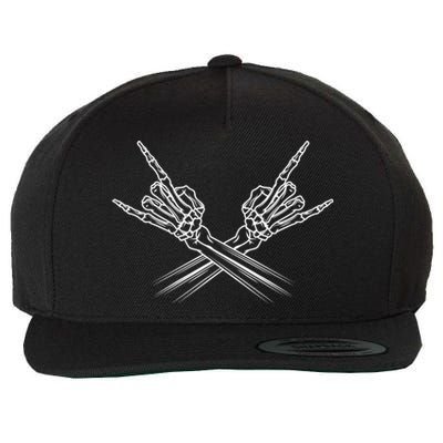 Heavy Metal Rock And Roll Skeleton Hand Horns Rock Band Cool Gift Wool Snapback Cap