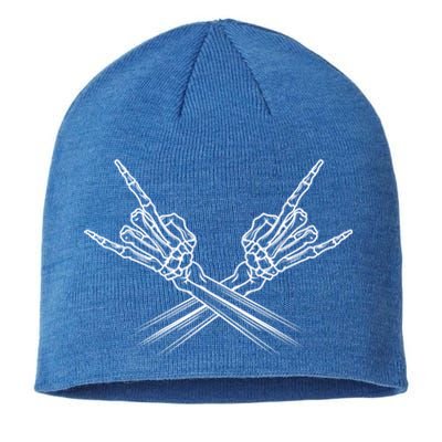 Heavy Metal Rock And Roll Skeleton Hand Horns Rock Band Cool Gift Sustainable Beanie