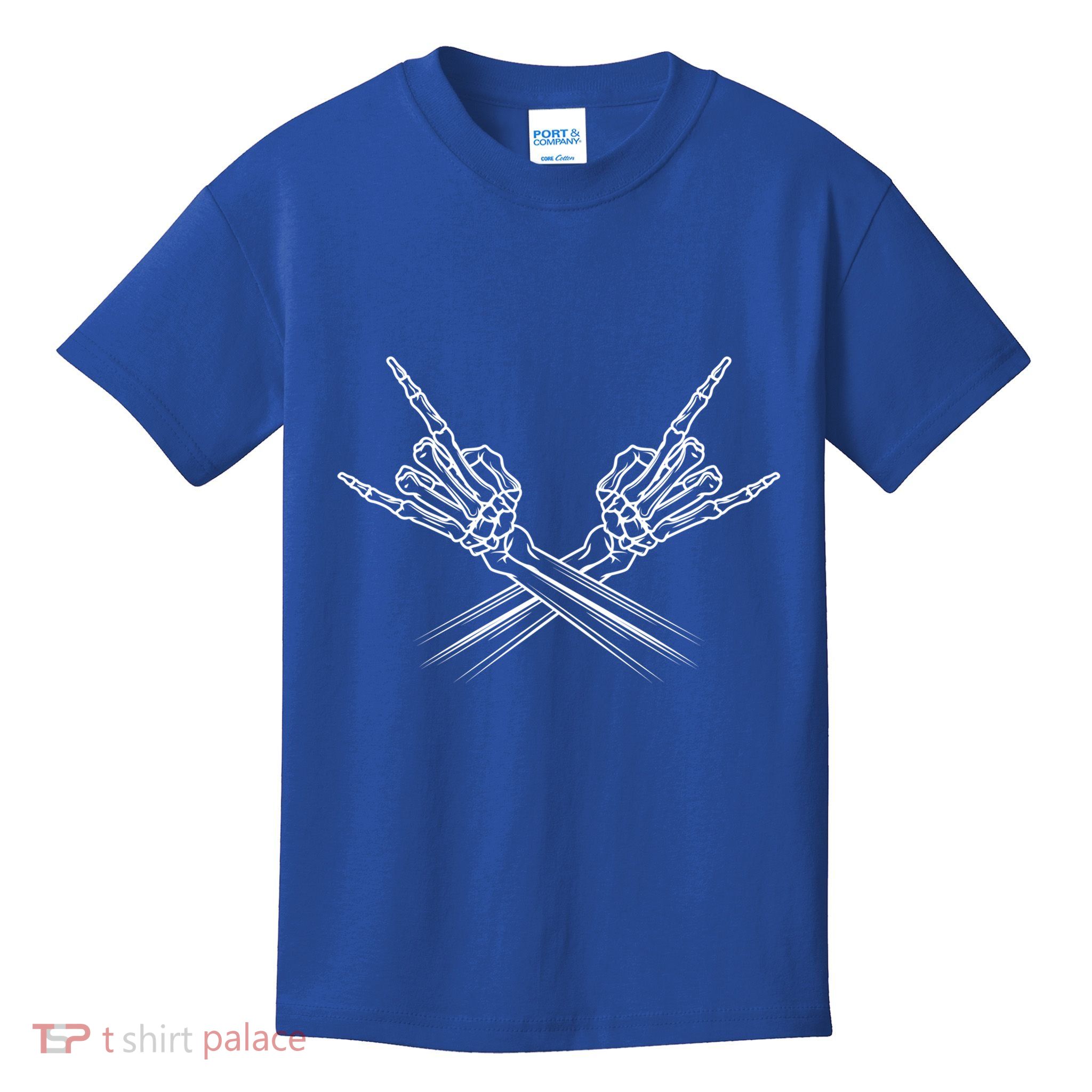 Heavy Metal Rock And Roll Skeleton Hand Horns Rock Band Cool Gift Kids T-Shirt
