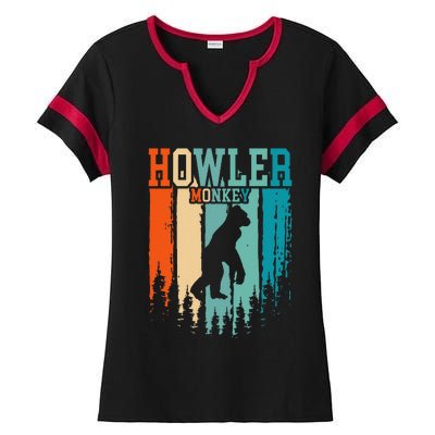 Howler Monkey Retro Vintage Ladies Halftime Notch Neck Tee