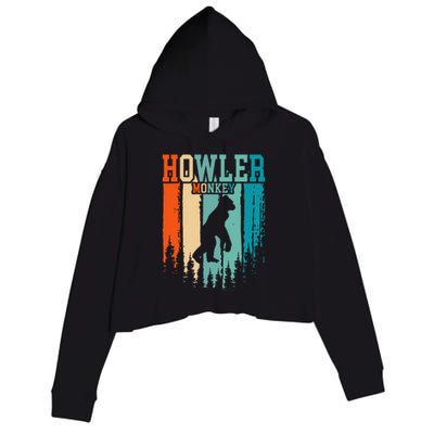 Howler Monkey Retro Vintage Crop Fleece Hoodie